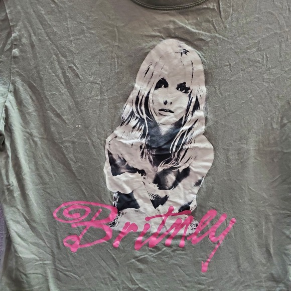 Britney Spears Women Top Small Green Oversized T-Shirt H&M Short Sleeve Tee - Picture 6 of 6